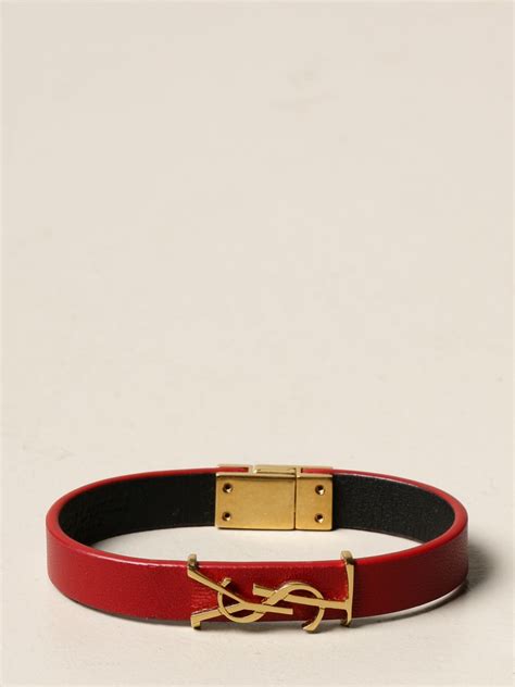 bracciale uomo ysl|Bracciale Saint Laurent in pelle con monogramma YSL.